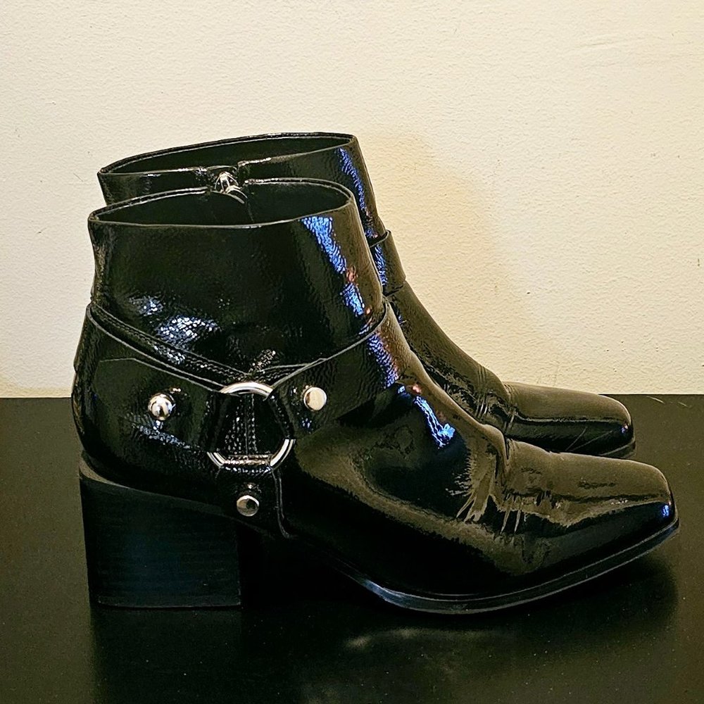 Black Patent Leather Ankle Boots - Picture 6 of 6